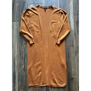 Talbots Rust Orange Open Front Knit Cardigan Sweater Womens XL Duster Western